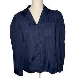 Vintage Ship ‘n Shore Blouse Blue Polyester Size 10